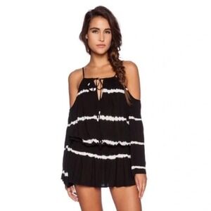 Blue Life Tie‎ Dye Mini Dress Cold Shoulder Long Sleeve Size XS